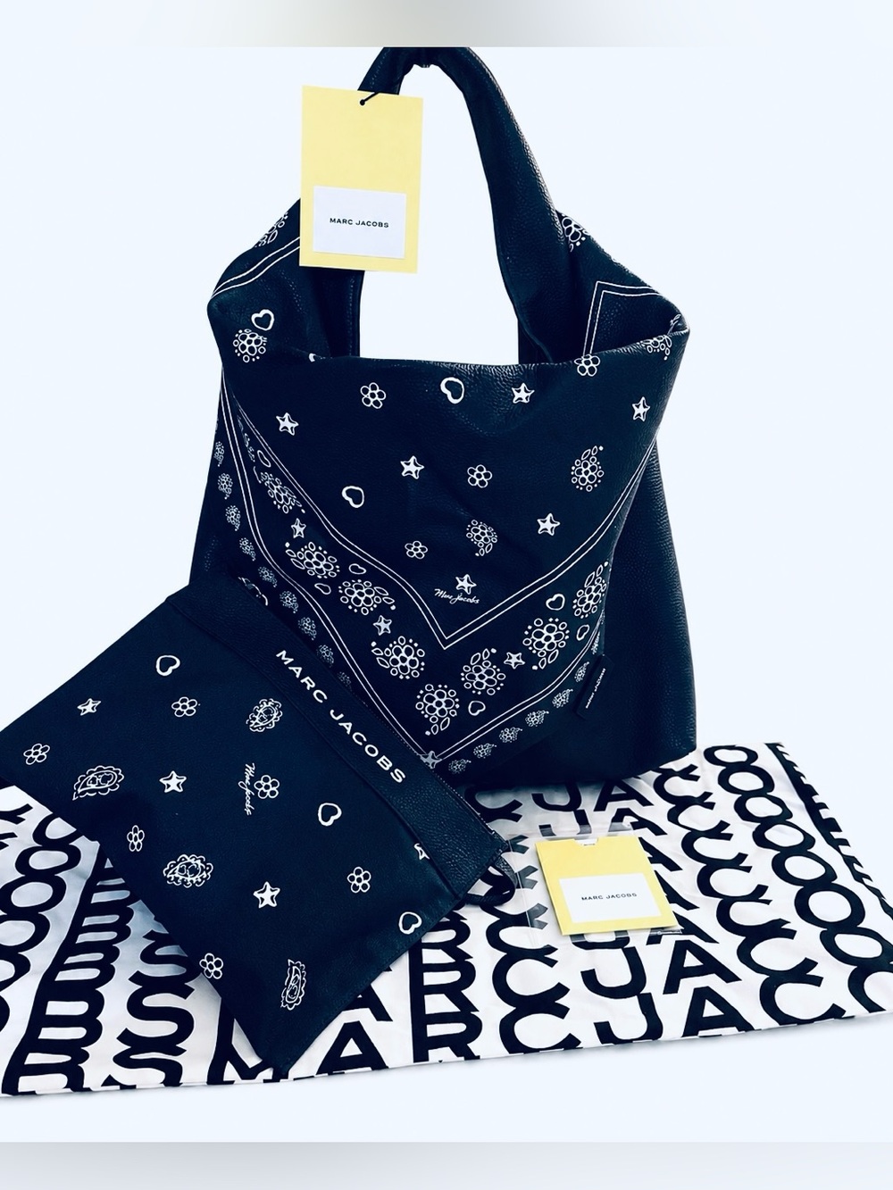 Marc Jacobs The Bandana Print Leather Sack Bag full set / NWT